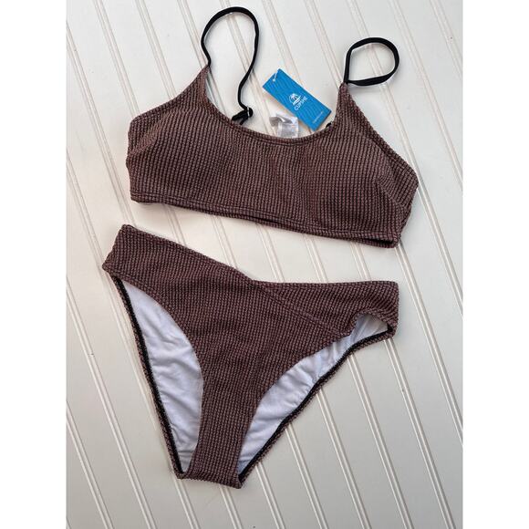 NWT Cupshe Scoop Neck Bikini Top & High-Cut Bottoms Set 2 PC Swim Bundle Size M - Picture 8 of 11